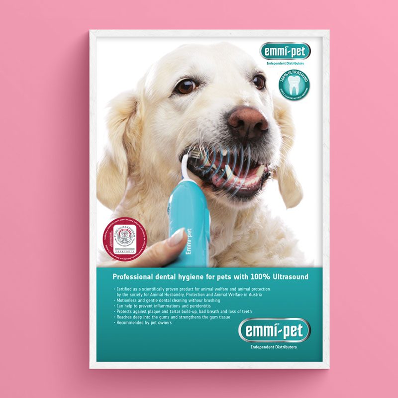 emmi®-pet A3 Marketing Poster - non-laminated<br>(Mint/ Golden Retriever design)