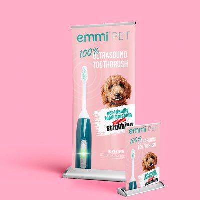 emmi®-pet Rollup Banner Bundle (Pink/Poodle mix design)